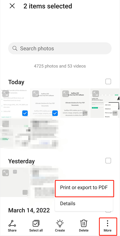 Convert screenshot to PDF with gallery on Android step 2