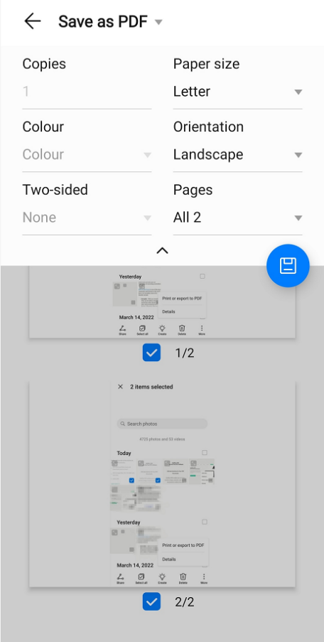 Convert screenshot to PDF with gallery on Android step 3