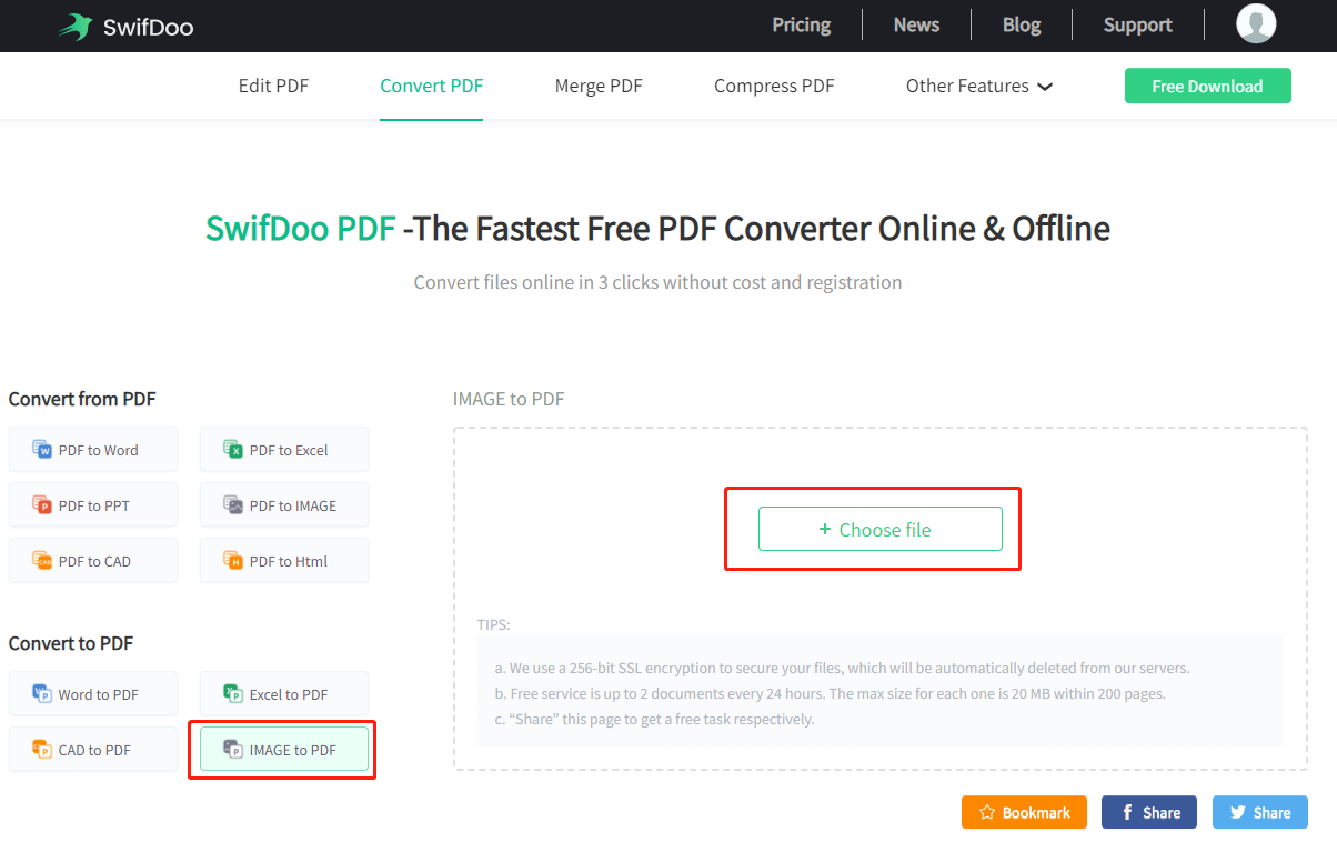 Convert screenshot to PDF with SwifDoo PDF Online converter