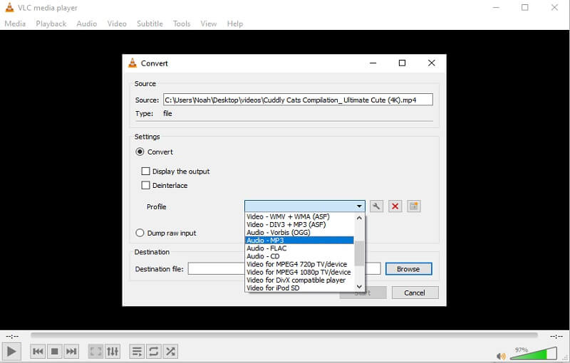 Convert Video to Audio with VLC