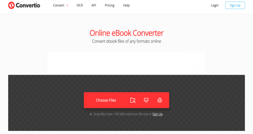 Convertio ebook conversion service