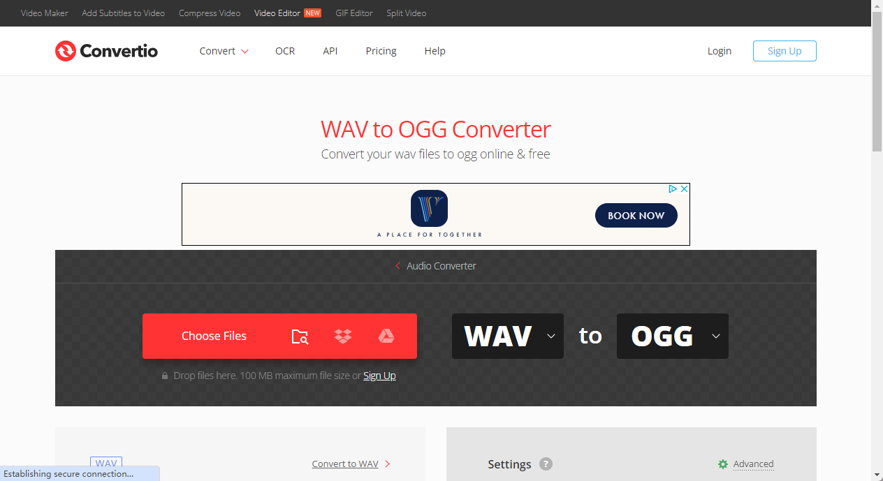 Convertio WAV to OGG Page