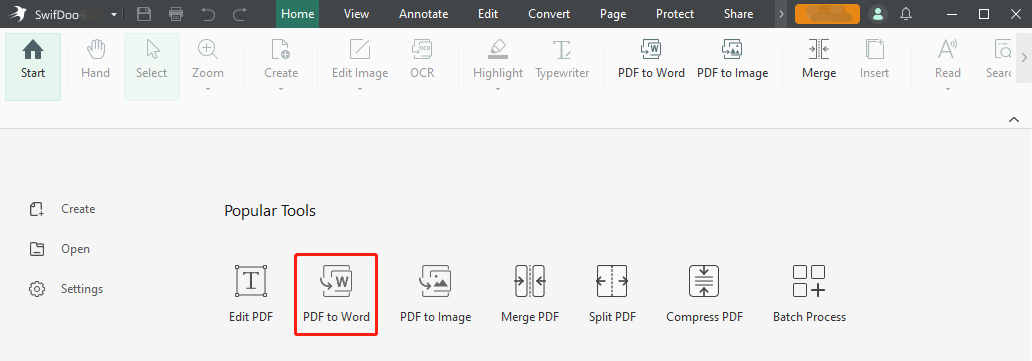 Copy text from PDF on Windows with SwifDoo PDF by converting step 1