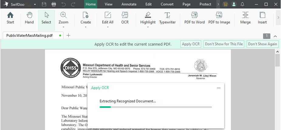 Copy text from PDF on Windows with SwifDoo PDF OCR step 3