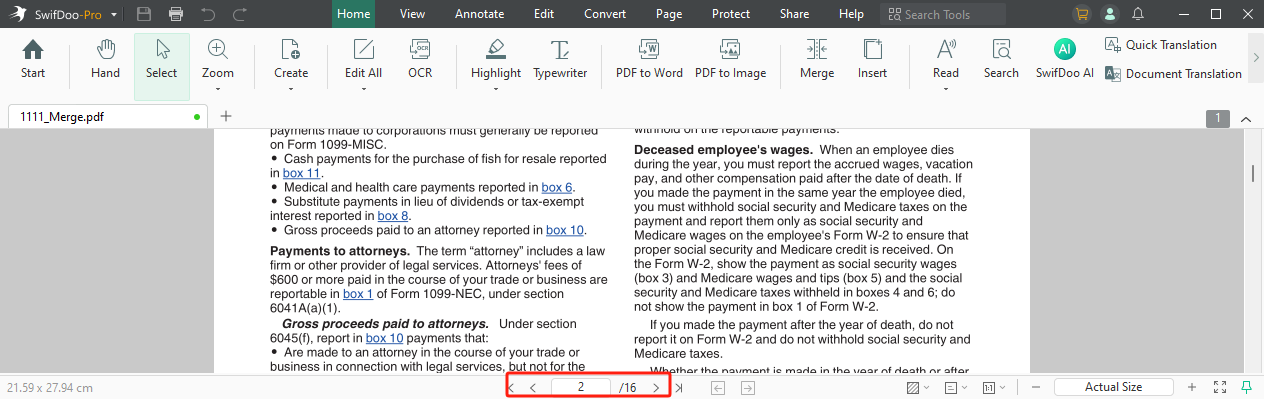 Count PDF Pages in SwifDoo PDF