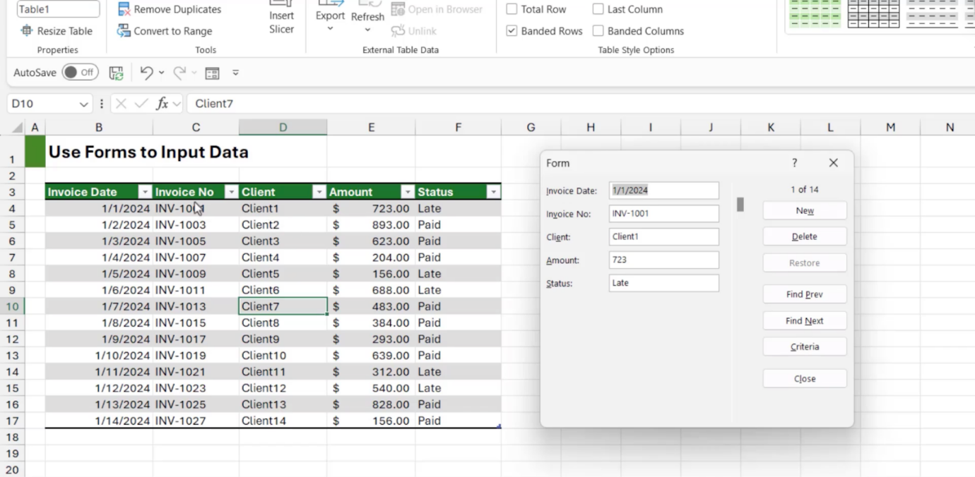 Open the Form in Microsoft Excel