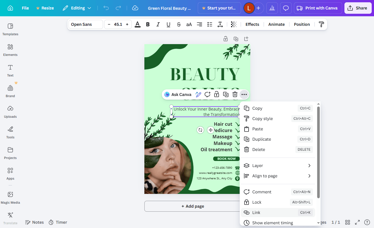 Edit PDF in Canva