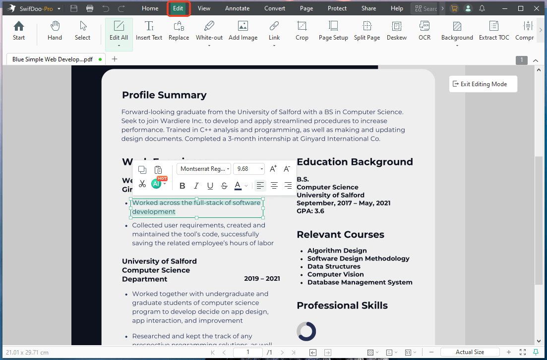 SwifDoo PDF Edit PDF
