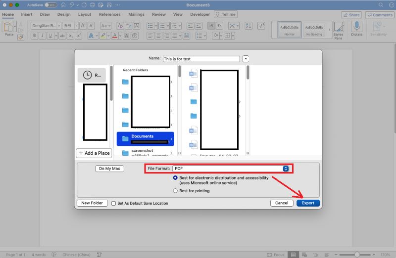 Create a PDF on Mac from Word