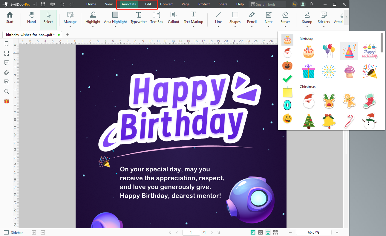 Create Birthday Wish Card to Your Mentor