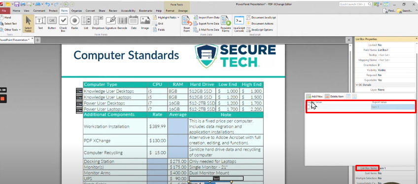 Create Drop-Down List Using PDF-Xchange