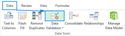 Go to Data and select the Data Validation option in Microsoft Excel