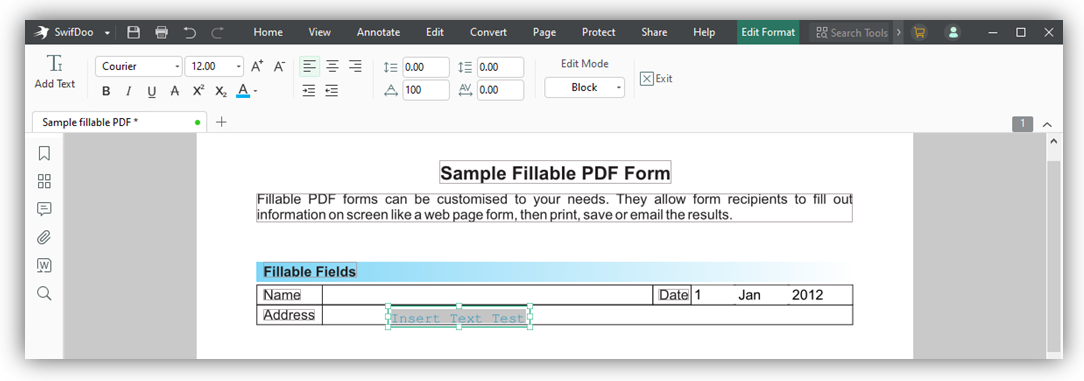 Edit Fillable PDF with SwifDoo PDF