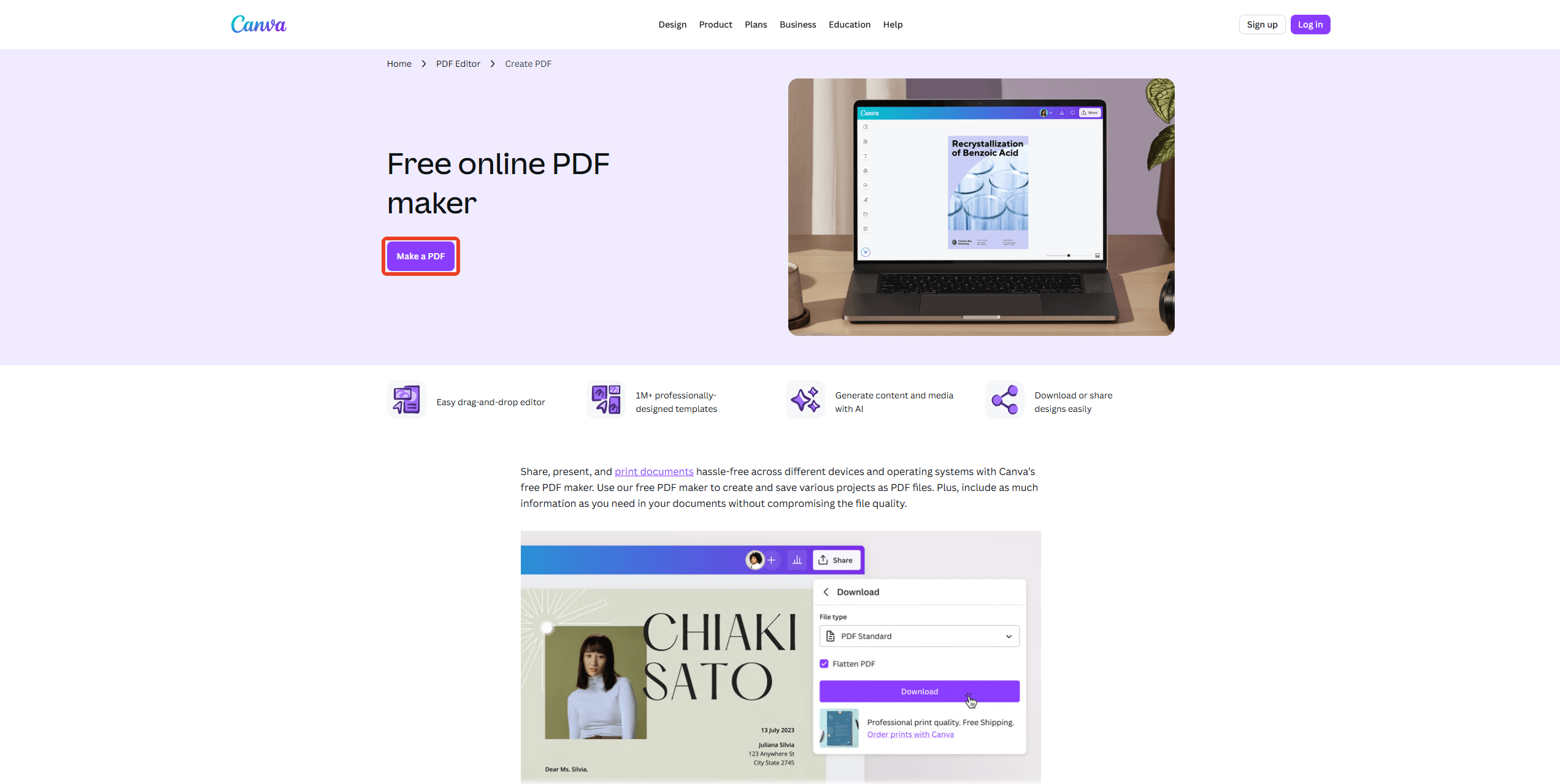 Canva online PDF maker
