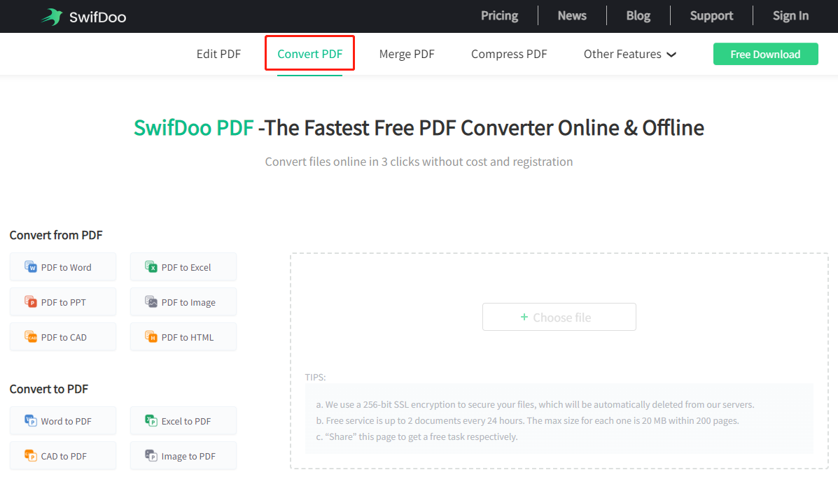 Create PDF online with SwifDoo PDF online converter