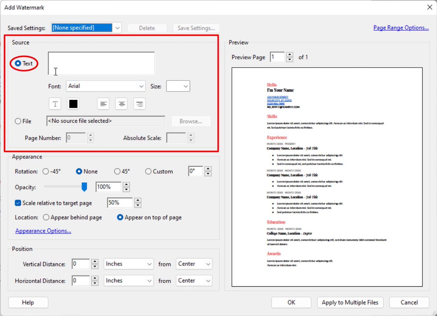 Create PDF Watermark in Adobe Acrobat