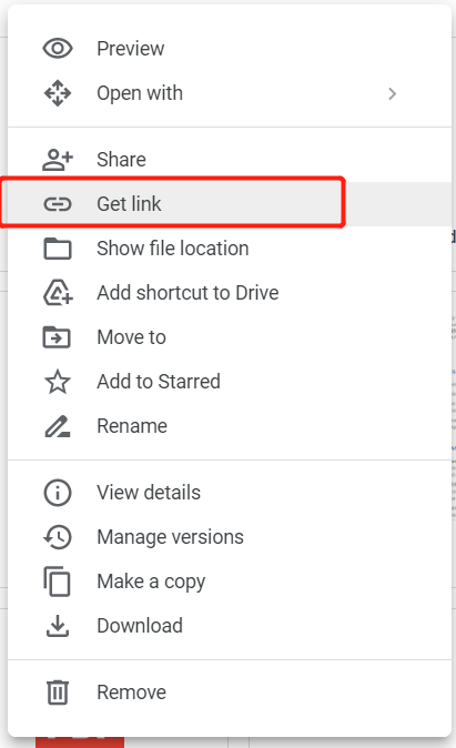Create URL from PDF with Google Drive step 2
