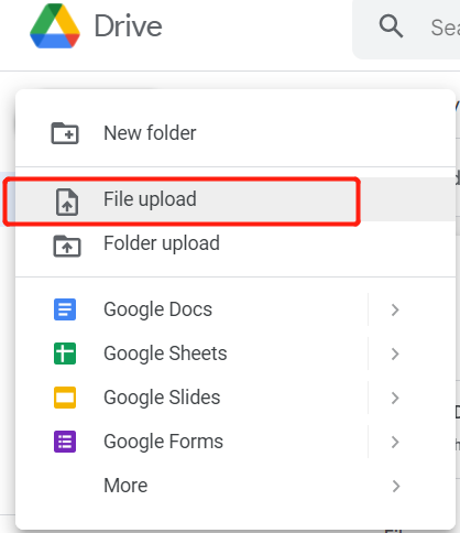 Create URL from PDF with Google Drive step 1