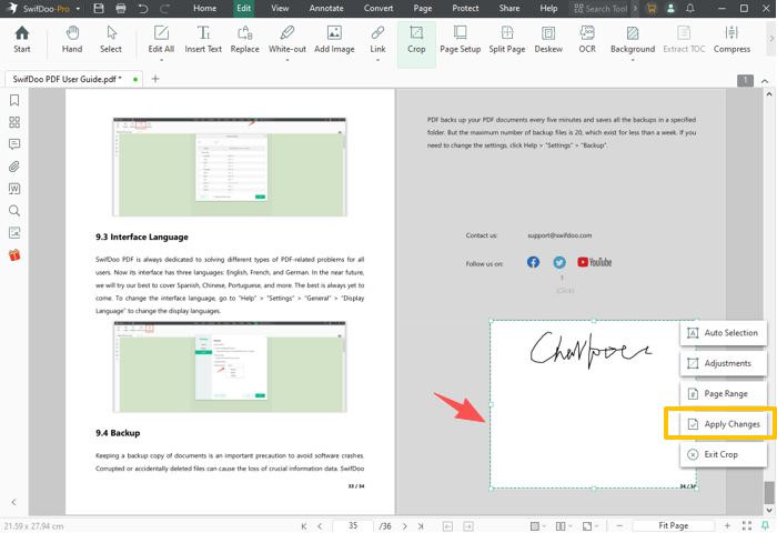 How to Crop a Signature from a PDF Using SwifDoo PDF 5