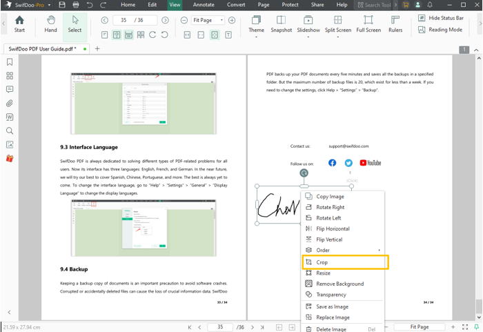 How to Crop a Signature from a PDF Using SwifDoo PDF 7