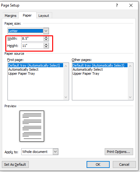 Customize Poster Size in Word