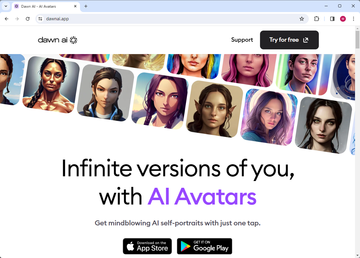 Dawn.a App Generate AI Avatar