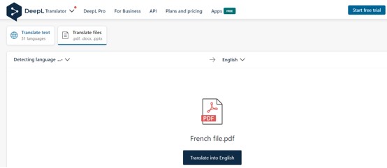 DeepL Translate PDF to English