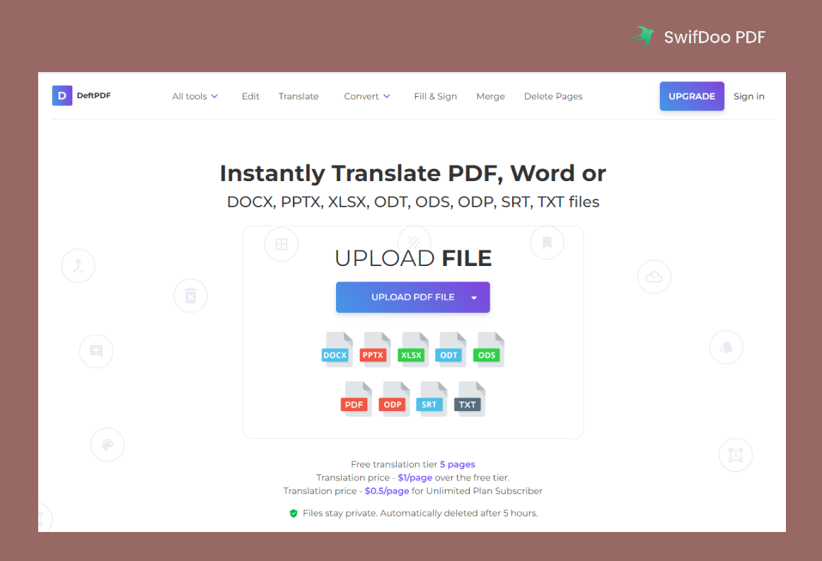 DeftPDF Online PDF Translator