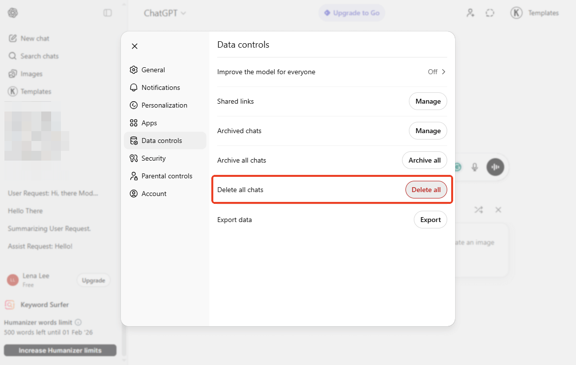 Delete All ChatGPT History