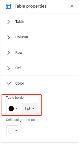 Delete page in Google Docs after hidden table step 2