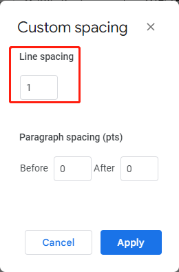 Delete page in Google Docs by changing spacing step 3