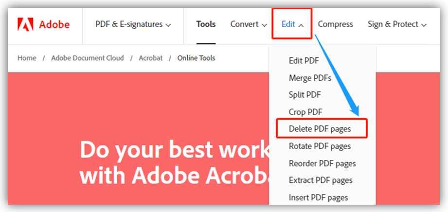 Delete PDF Pages in Adobe Acrobat Online PDF Page Remover step 1