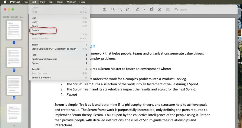 Preview Delete Pages