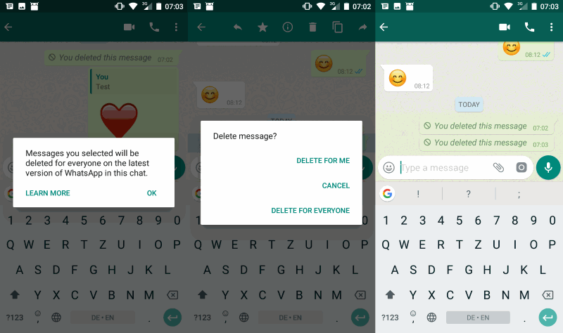 Delete WhatsApp for Everyone on Android
