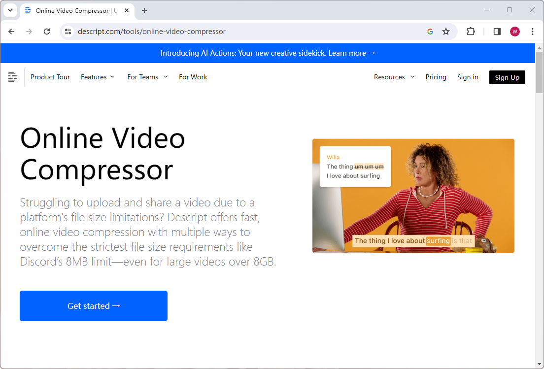 Descript Online Video Compresor