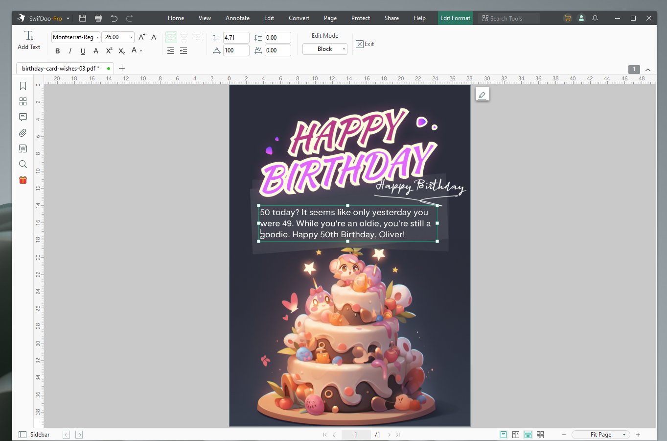 Design 50th Birthday Card for Free