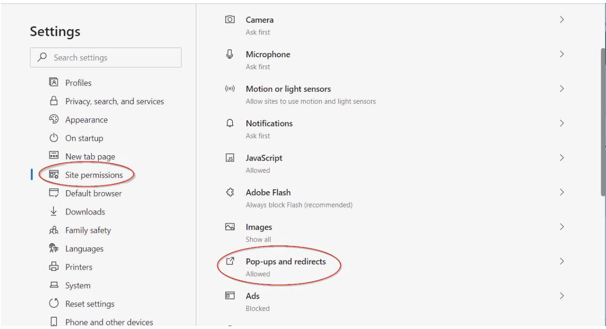 Disable Microsoft Edge Pop-ups