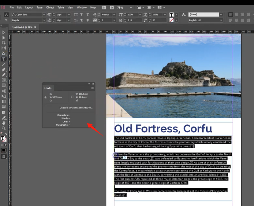 Do word count in Indesign