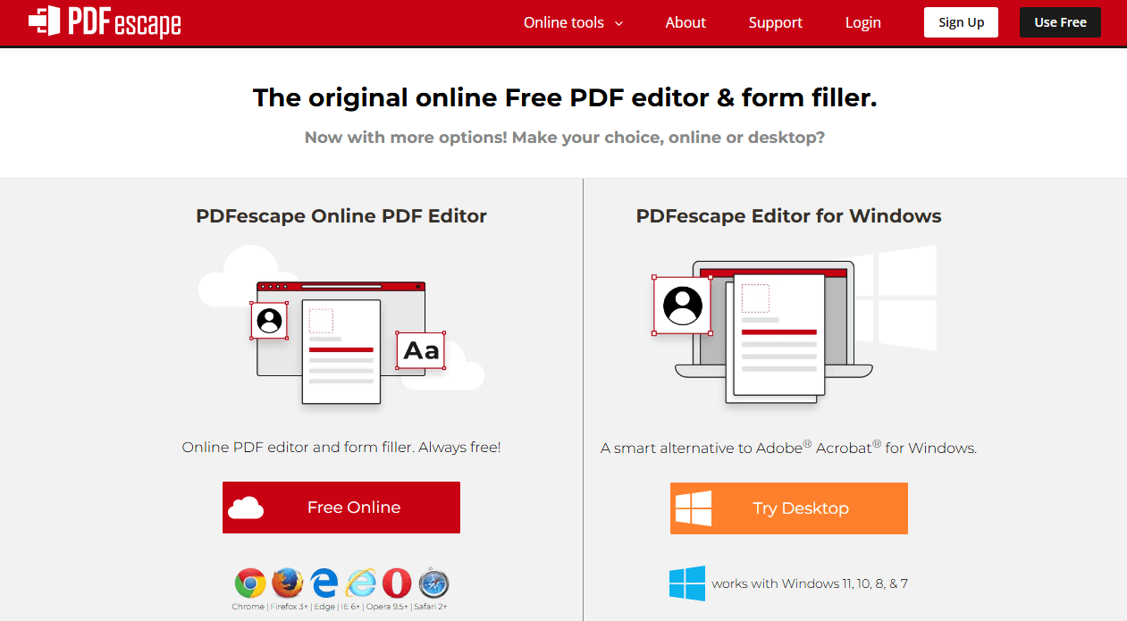PDFescape interface