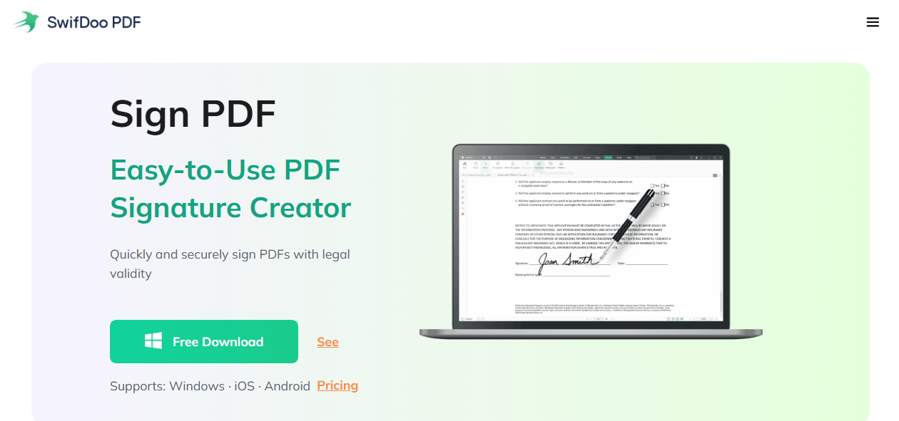 SwifDoo PDF signature creator