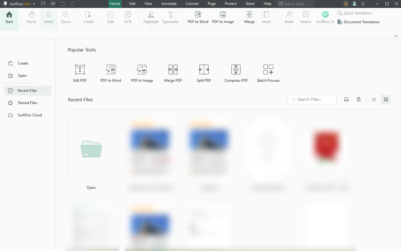 The main interface of SwifDoo PDF