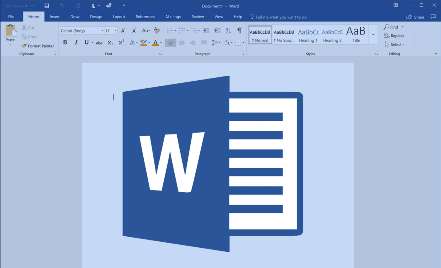 Editing interface of Microsoft Word