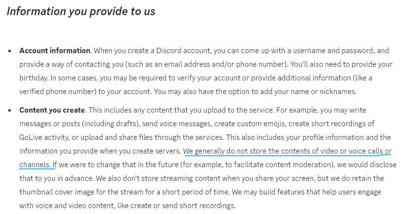 The Privacy Policy of Discord