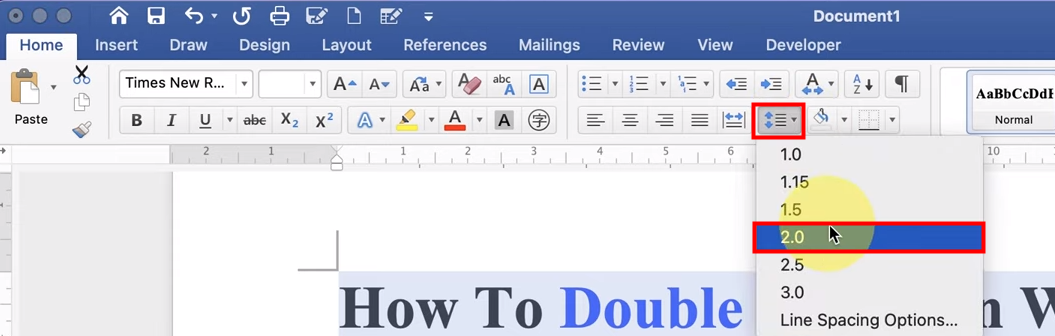 Double space in Word on Mac 3