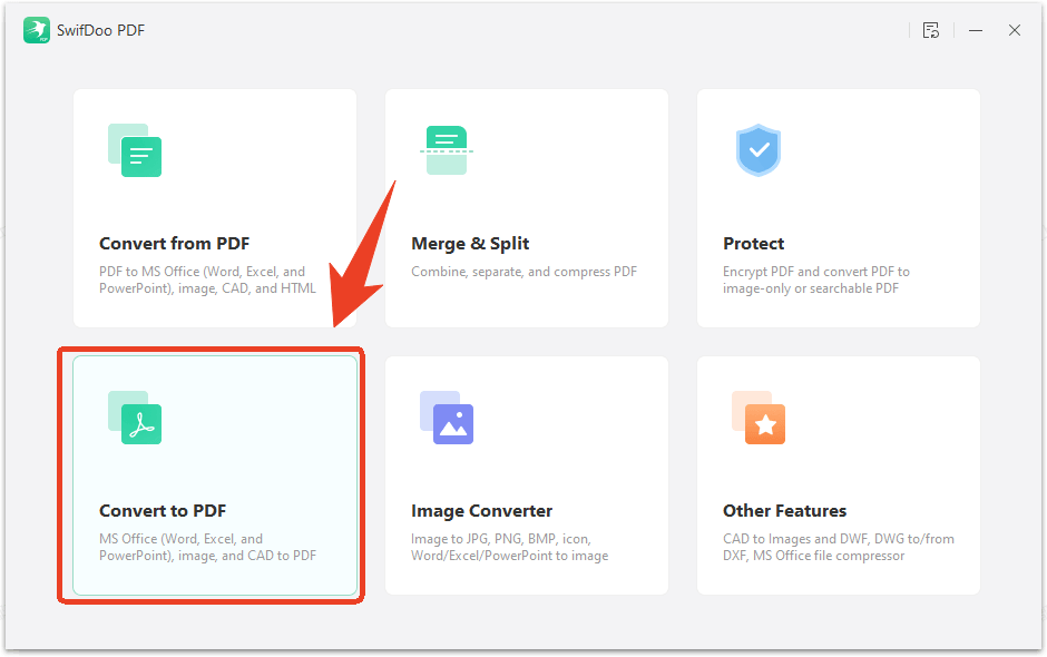 SwifDoo PDF Convert to PDF option