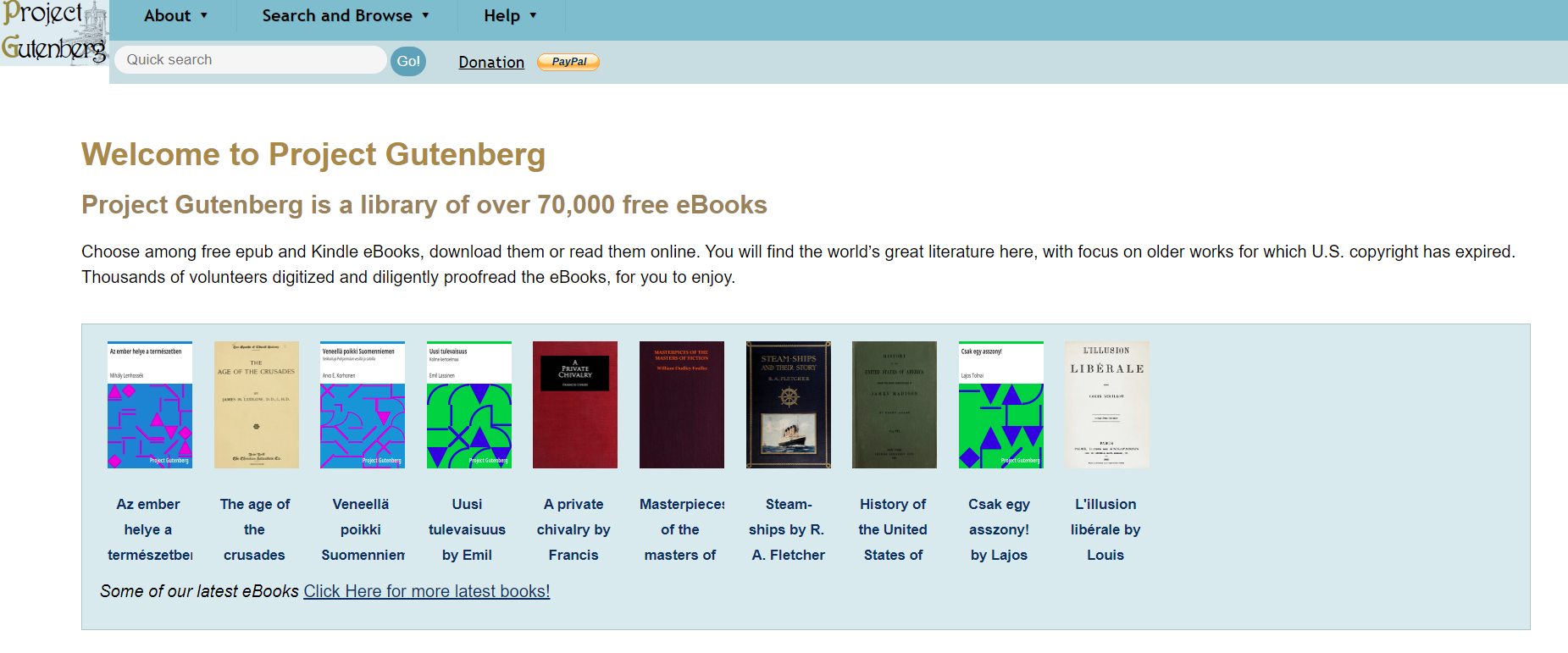 eBooks kostenlos downloaden auf Project Gutenberg