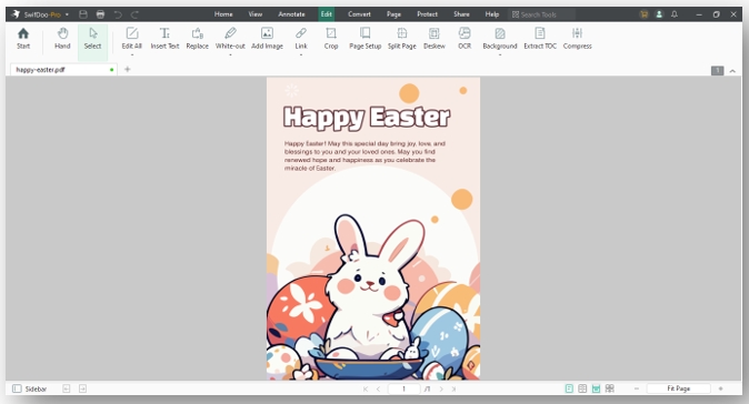 Edit Easter wishes card for family and friends in SwifDoo PDF