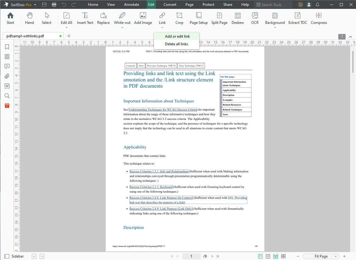 Edit Link in PDF on Windows