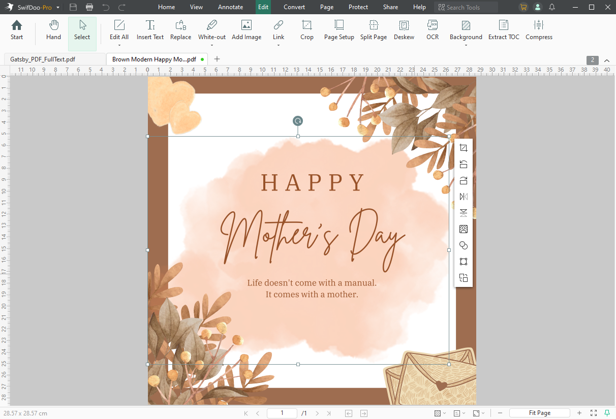 Edit Mother's Day Wish Card in SwifDoo PDF