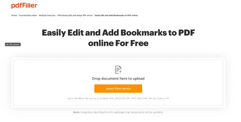 Edit PDF Bookmarks Online